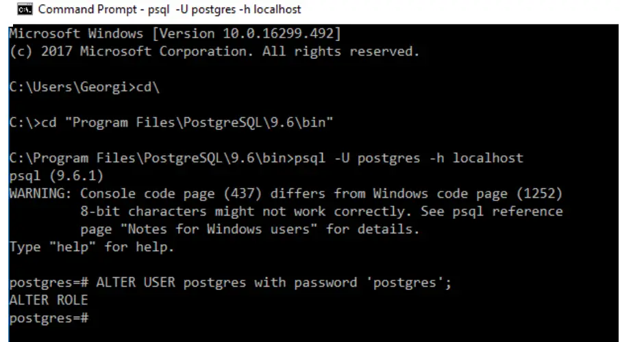 postgres default password
