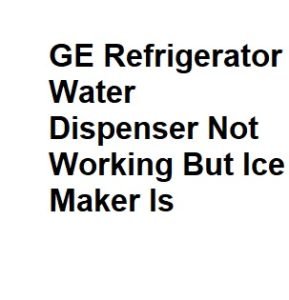 GE Refrigerator Water Dispenser Not Working But Ice Maker Is
