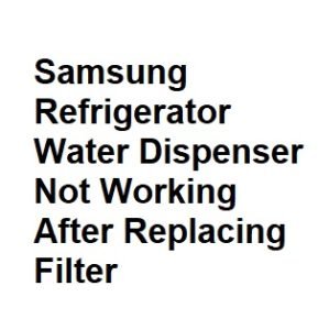 Samsung Refrigerator Water Dispenser Not Working After Replacing Filter