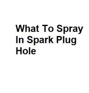 What To Spray In Spark Plug Hole