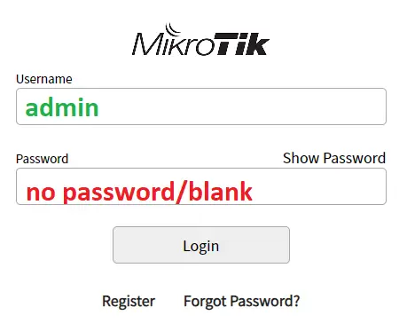 mikrotik default password